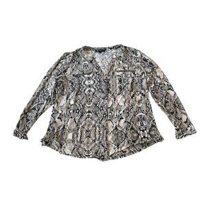 INC International Concepts Career Blouse Size 1X Snake Print Long Sleeve